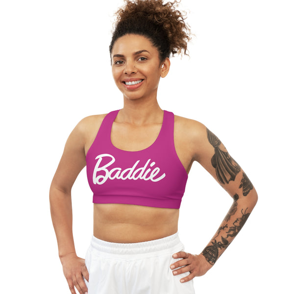 💪 "Baddie in Action" Seamless Sports Bra - Barbie Font Inspired, Comfortable & Stylish Fitness Wear for the Fearless Woman 💪