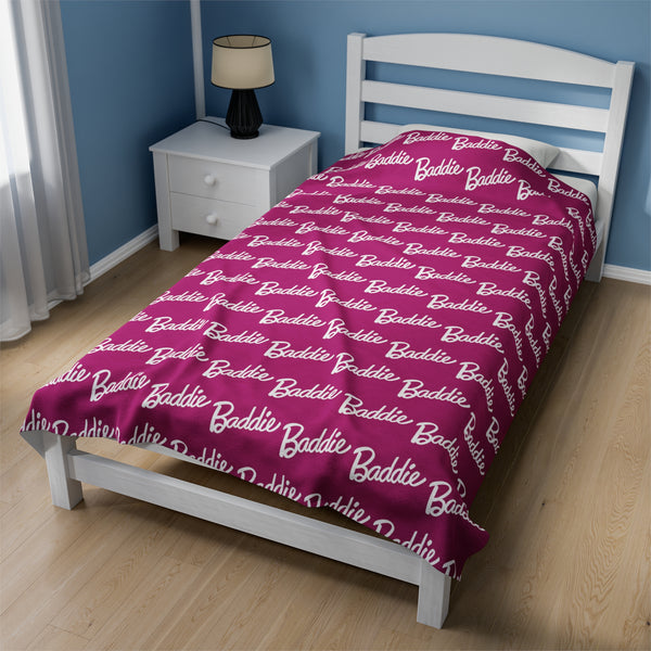 🌟 "Cozy Baddie" Velveteen Plush Blanket - Barbie Font Inspired, Luxuriously Soft & Stylish Comfort for Your Home 🌟